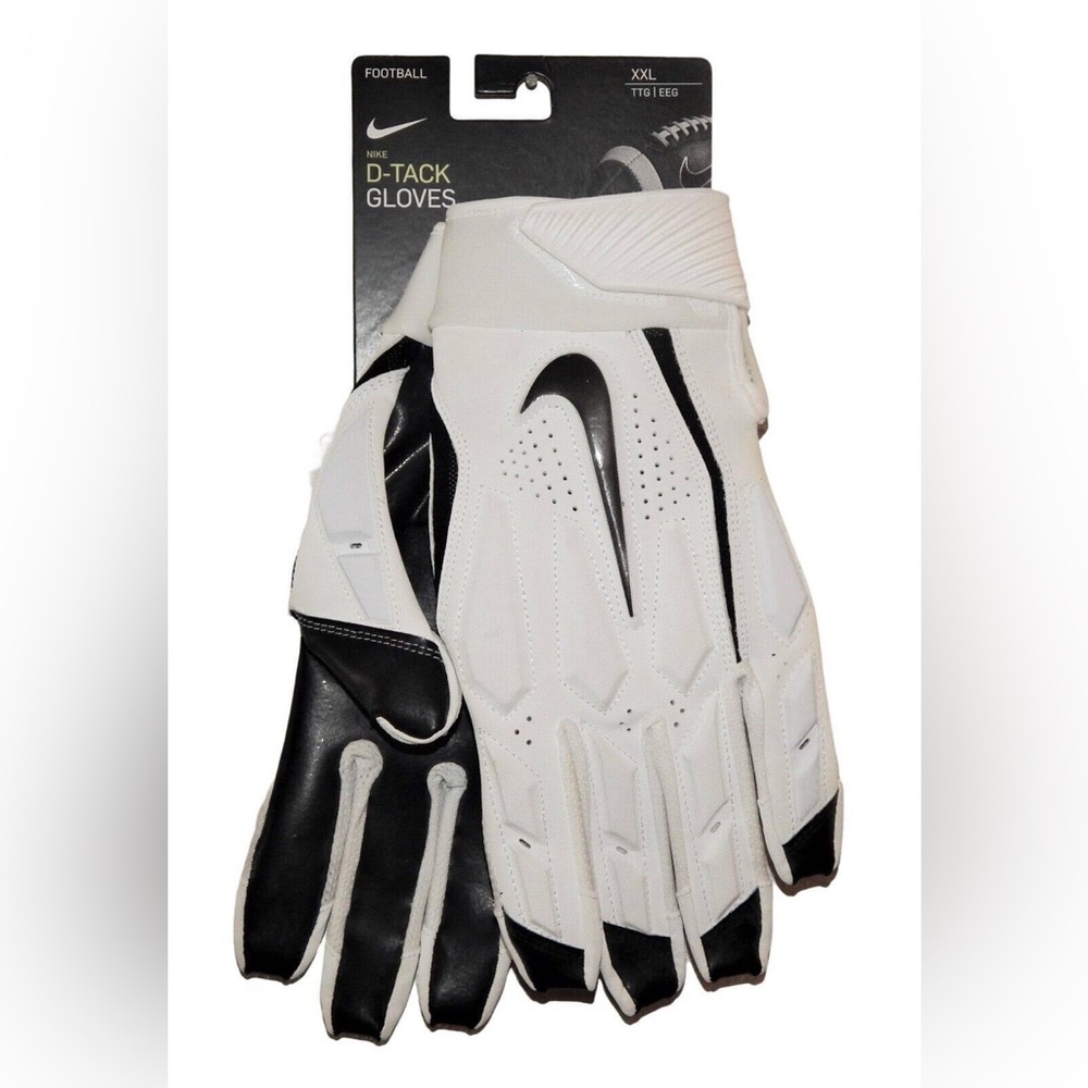 NEW Nike Men's D-Tack Lineman Gloves Football White /Black 3XL BIG UNISEX